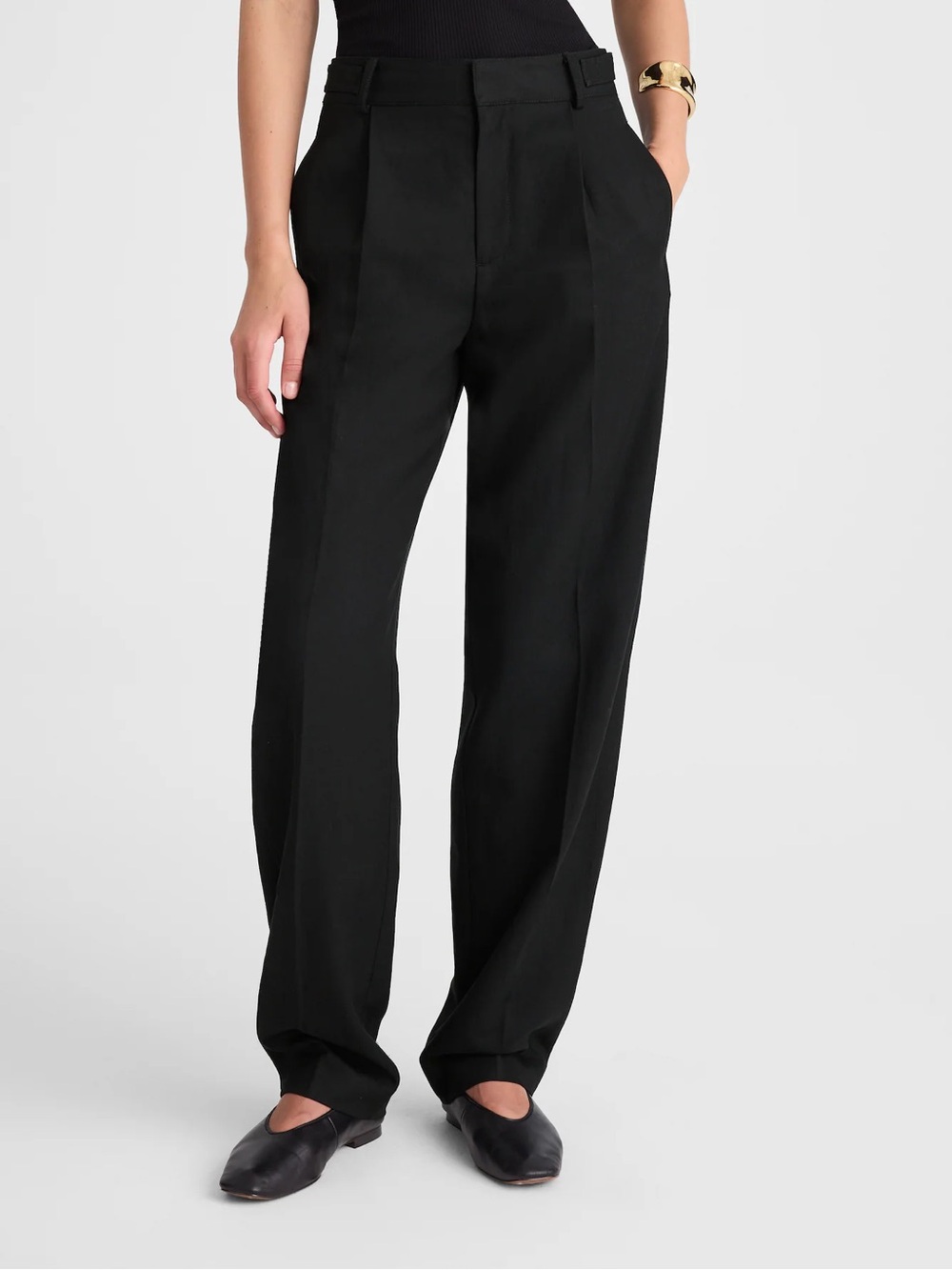 NWT Madewell Barrel Leg Pants High Rise Trousers in Black Size 4 $128 NW171